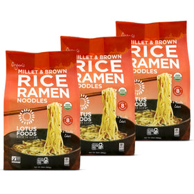 Lotus Foods organic millet-brown rice ramen pack, gluten-free and versatile