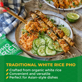 Lotus Foods organic rice noodles cooking – versatile base for pho and stir fry.