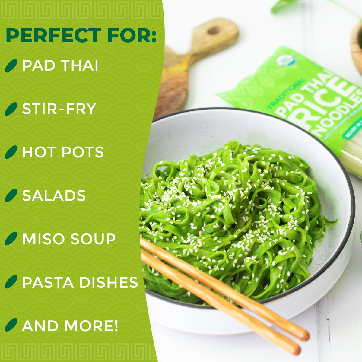 Pad Thai noodles styled in a stir-fry plate with vegetables.