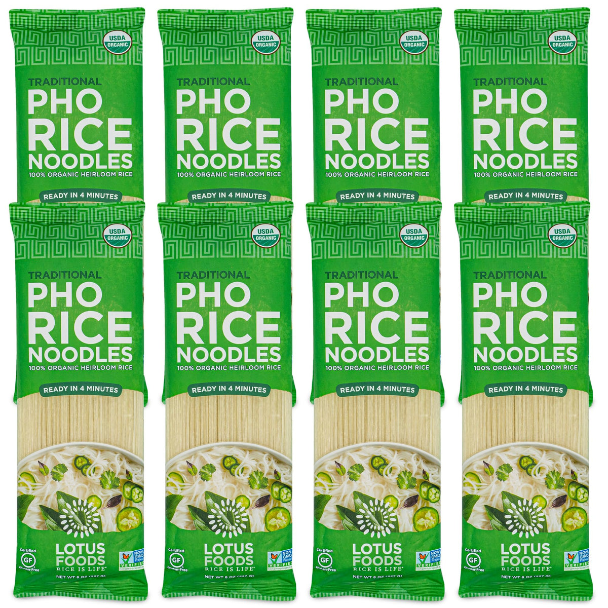 Lotus Foods pho noodles pack 8oz – gluten free and vegan option for quick meals.