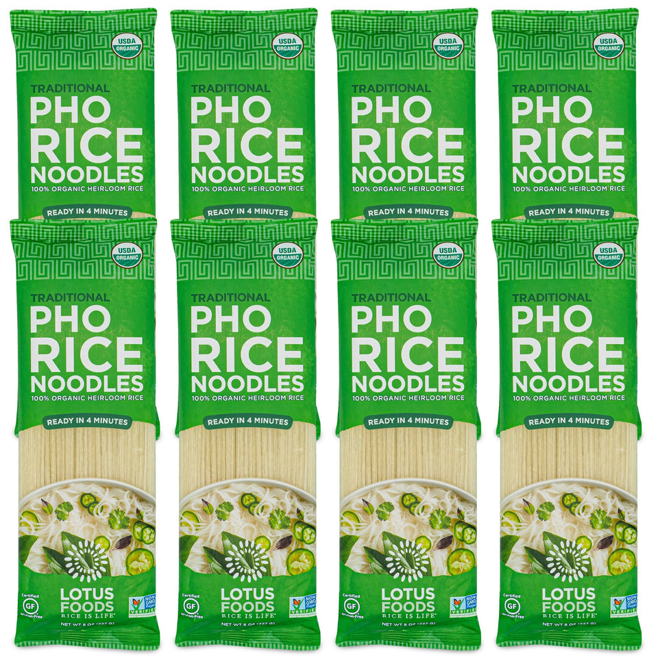 Lotus Foods pho noodles pack 8oz – gluten free and vegan option for quick meals.