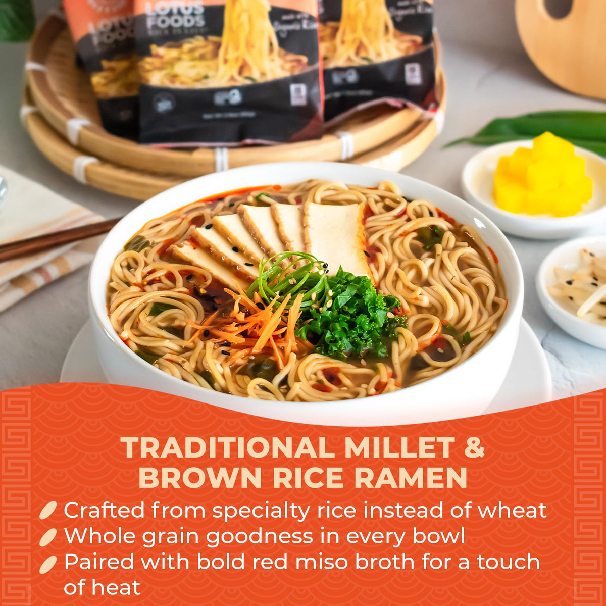 Lotus Foods red miso soup packets for quick, savory bowls.