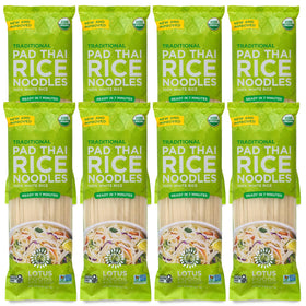 Lotus Foods Traditional Pad Thai Noodles pack front, gluten-free and organic option.