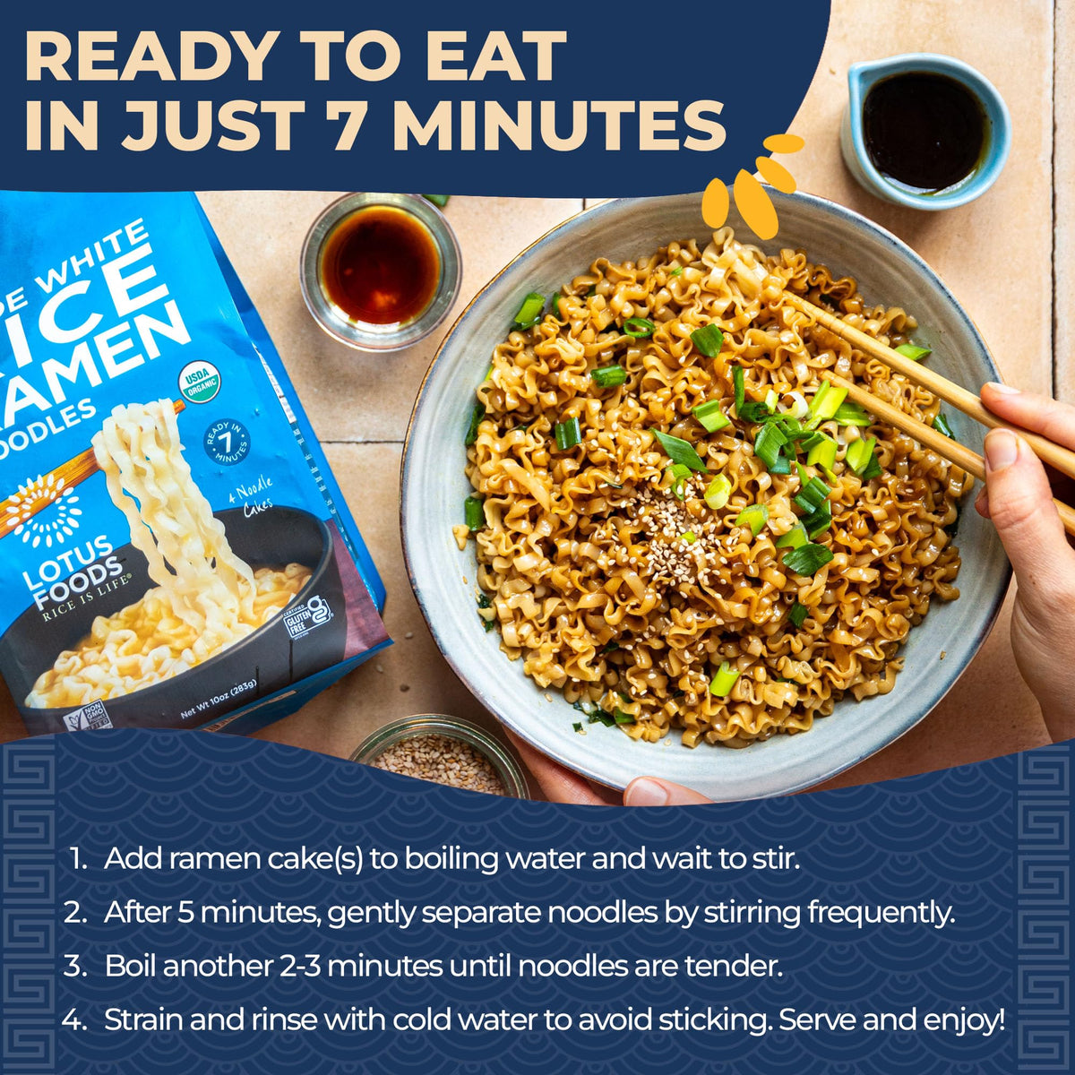 Lotus Foods noodles with fresh veggies for easy, healthy meals.
