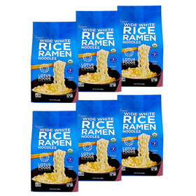 Lotus Foods wide white rice ramen noodles pack for broth and soups