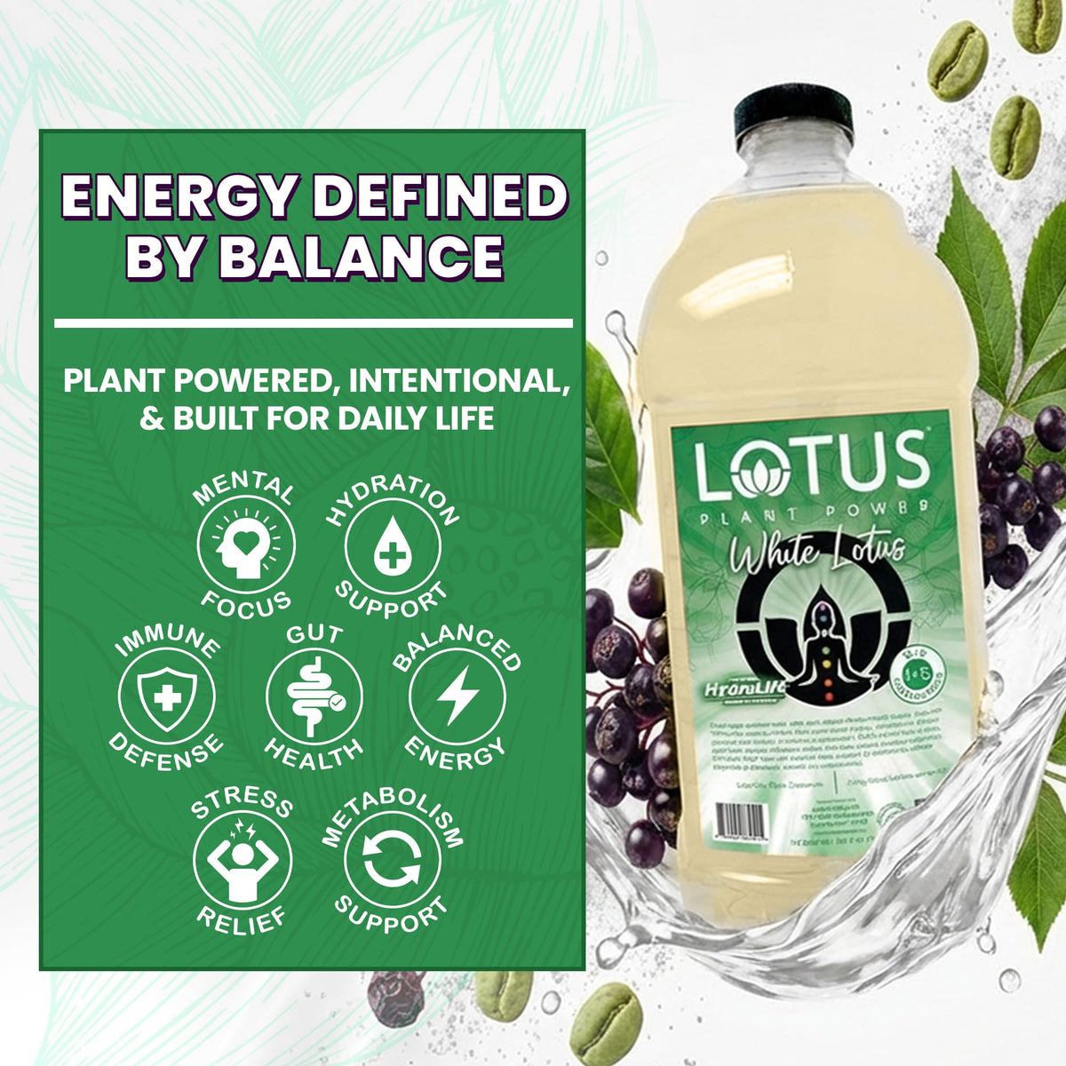 White Lotus Plant Power 64oz concentrate bottle invites mix-at-home energy crafting