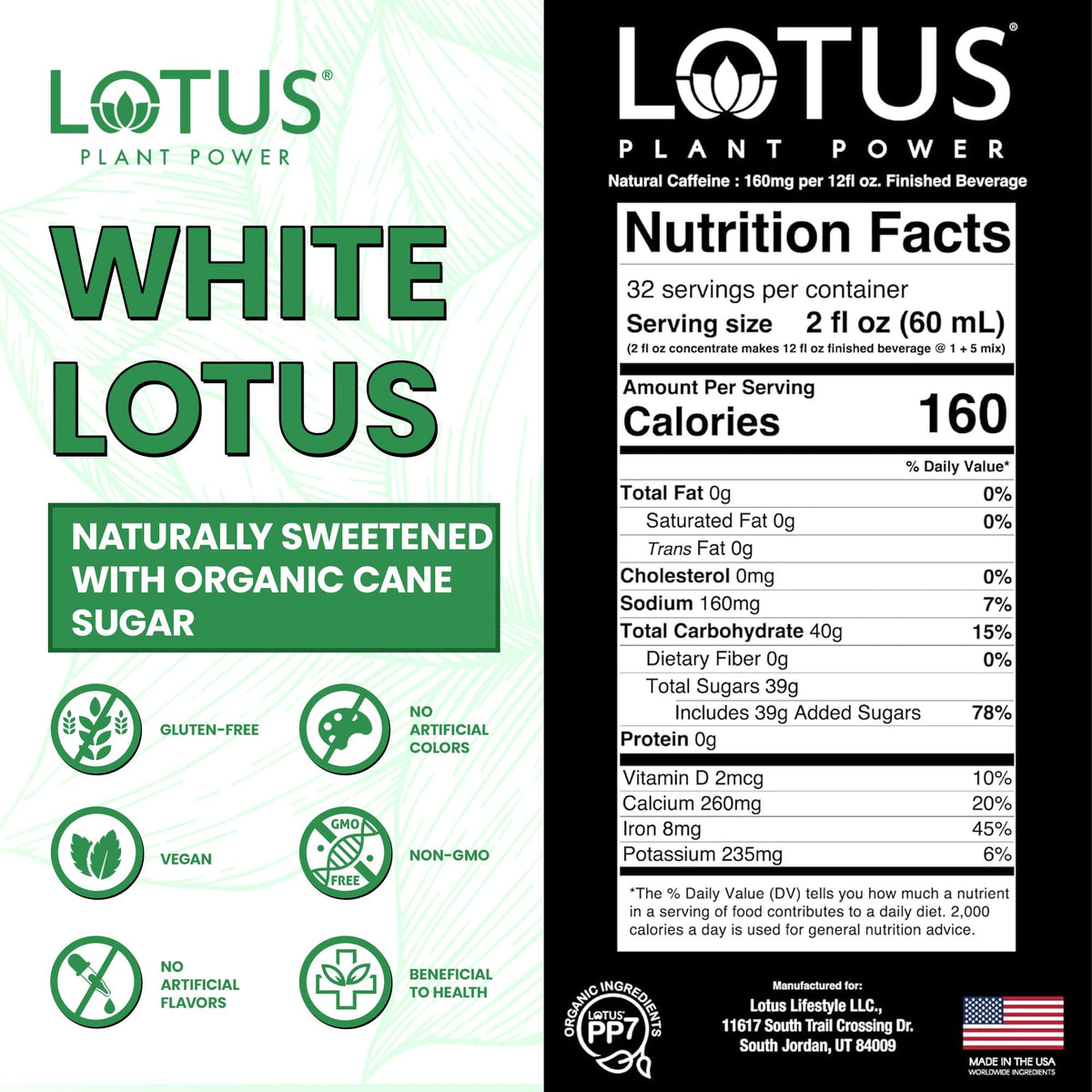 White Lotus Plant Power organic sugar base supports clean, plant-based mixing