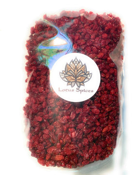 Close-up of Lotus Spices Zereshk barberries for cooking and garnish