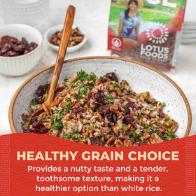 Lotus Foods Organic Red Rice nutty texture ideal for hearty bowls