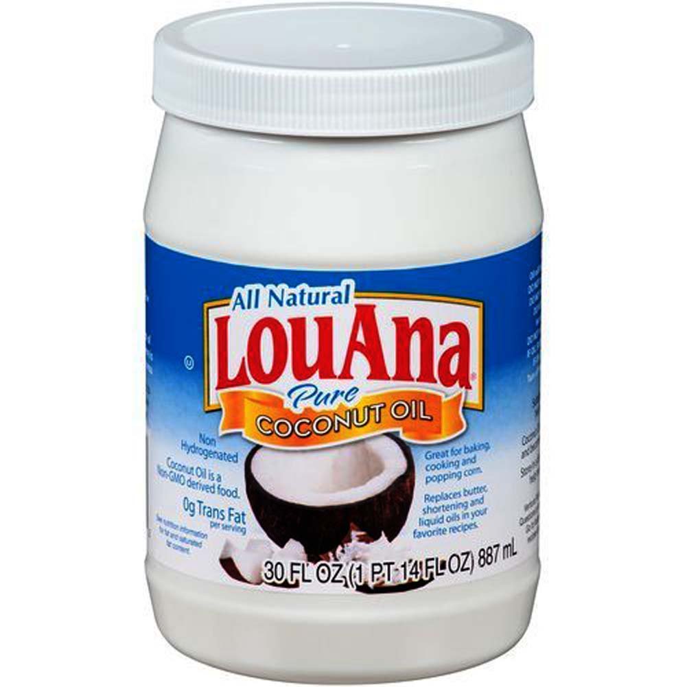 LouAna Pure Coconut Oil bottle for cooking and skin care