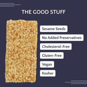 Loucks Original Sesame Snaps ingredients glucose syrup sugar; simple and clean.