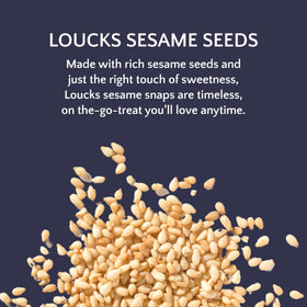 Loucks Original Sesame Snaps sesame seeds close-up highlighting natural crunch.