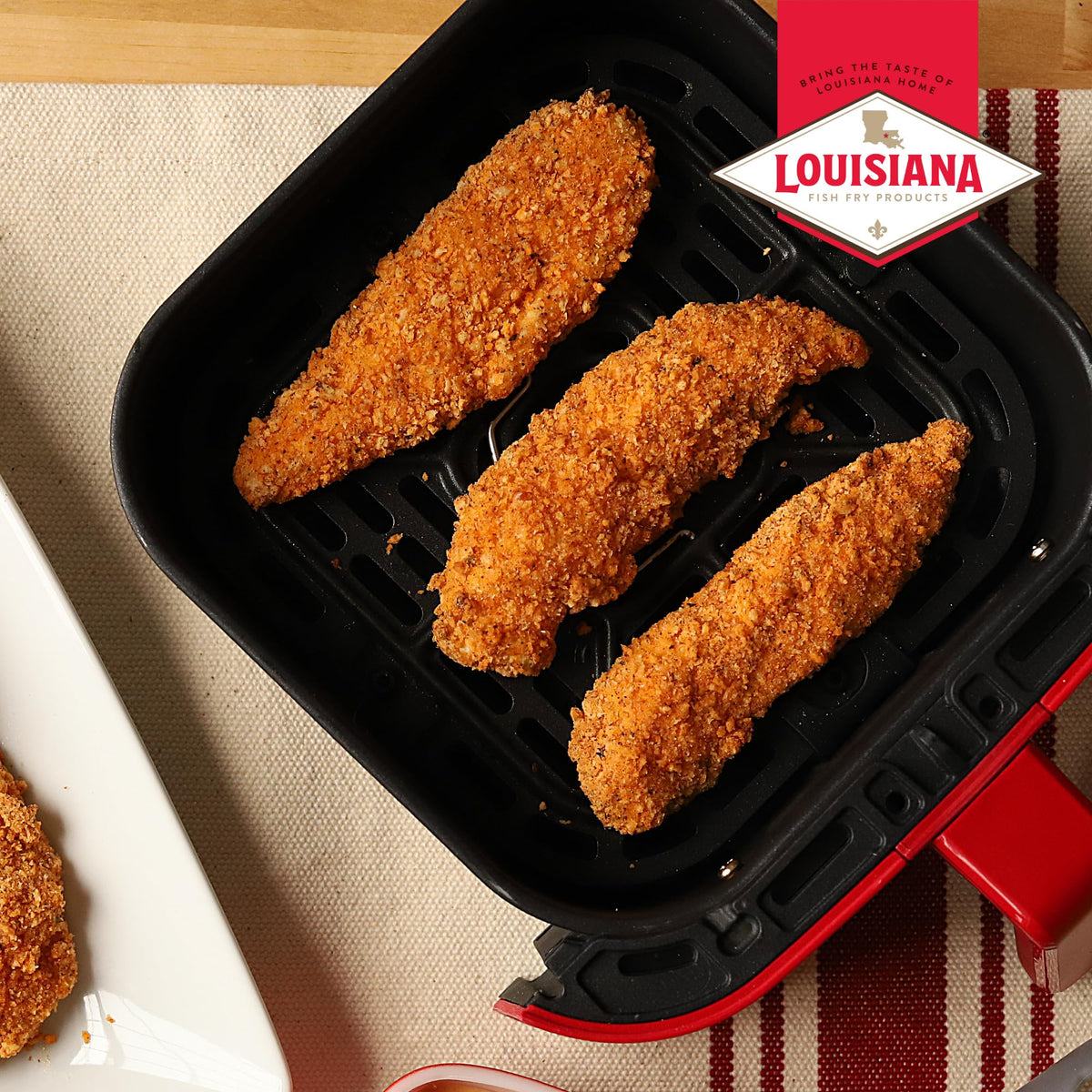 Louisiana Fish Fry Air Fryer Chicken Coating Box 6 captures authentic Cajun flavor.