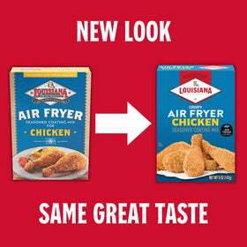 Louisiana Fish Fry Air Fryer Chicken Coating Box 8 coats chicken evenly for crispy results.