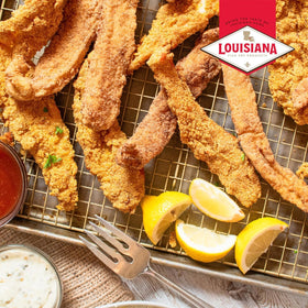 Shrimp coated and ready to fry with Louisiana Fish Fry mix