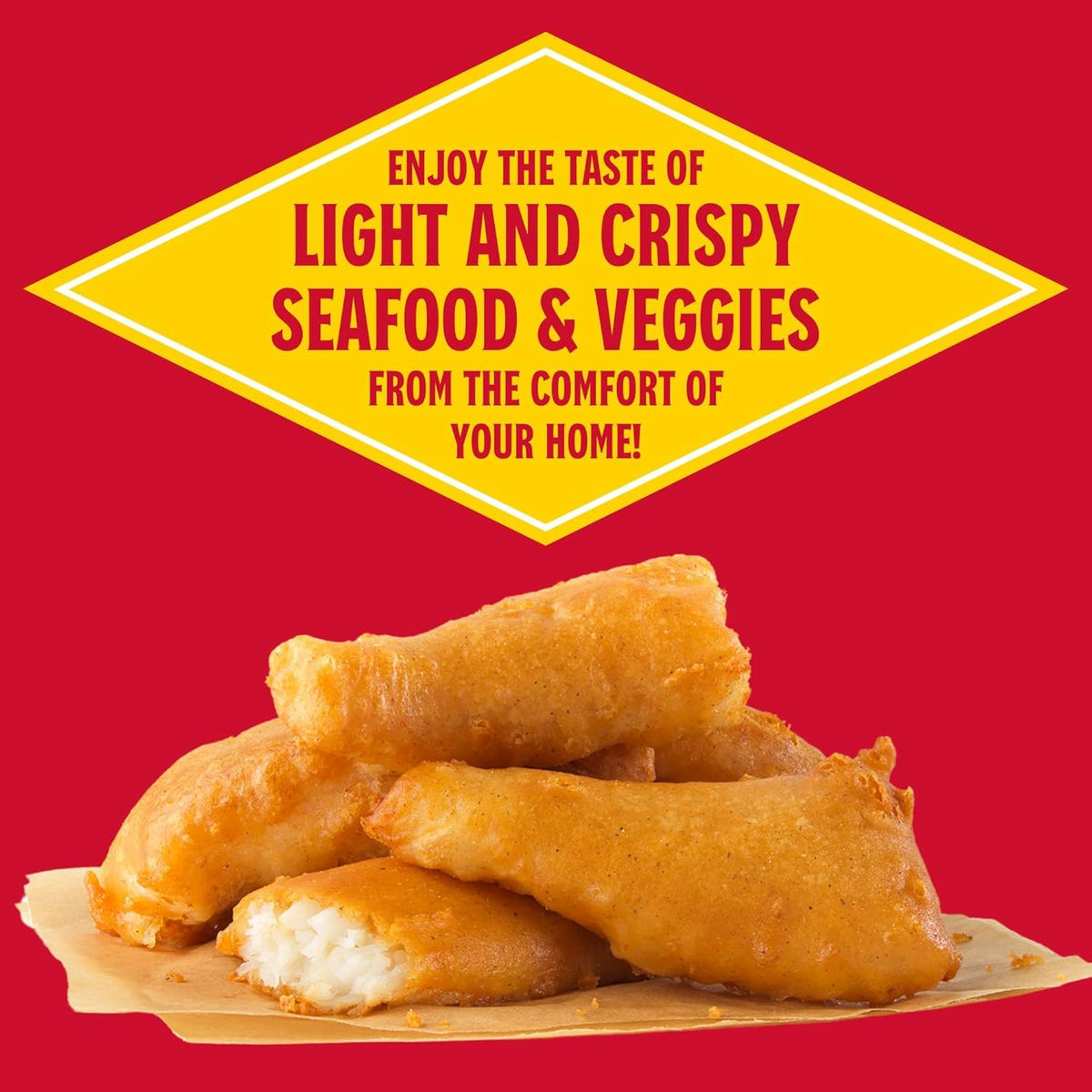 Louisiana Fish Fry Beer Batter Mix coats shrimp for a savory, crispy bite