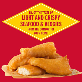 Louisiana Fish Fry Beer Batter Mix coats shrimp for a savory, crispy bite
