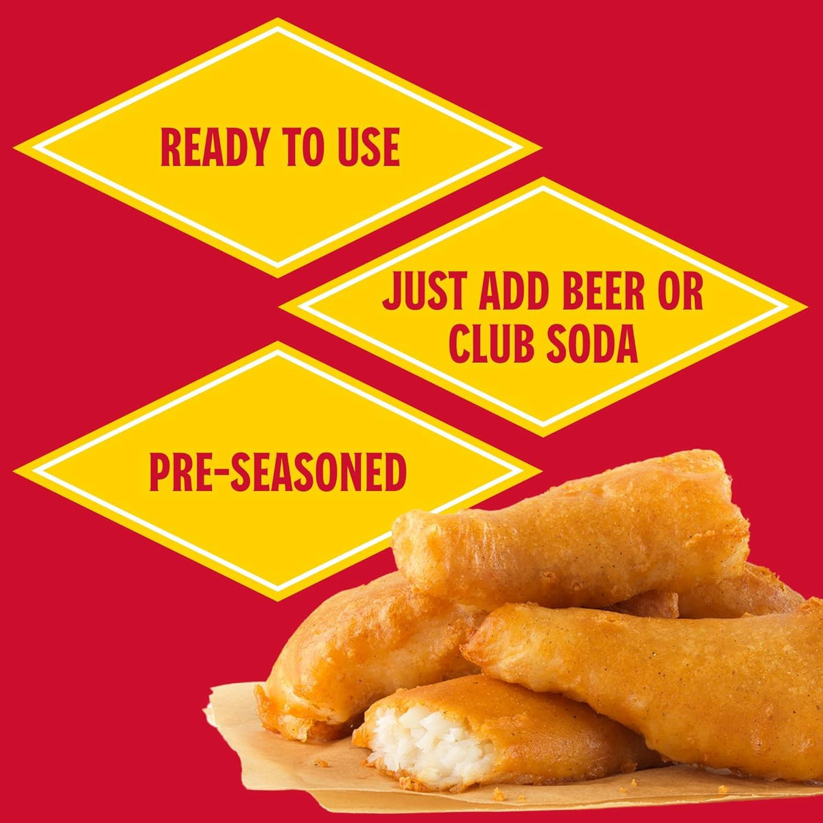 Louisiana Fish Fry Beer Batter Mix designed for beer or club soda wet batter activation