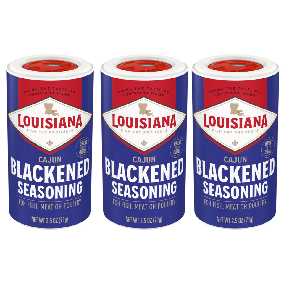 Louisiana Fish Fry Cajun Blackened Seasoning bottle front for bold Cajun flavor