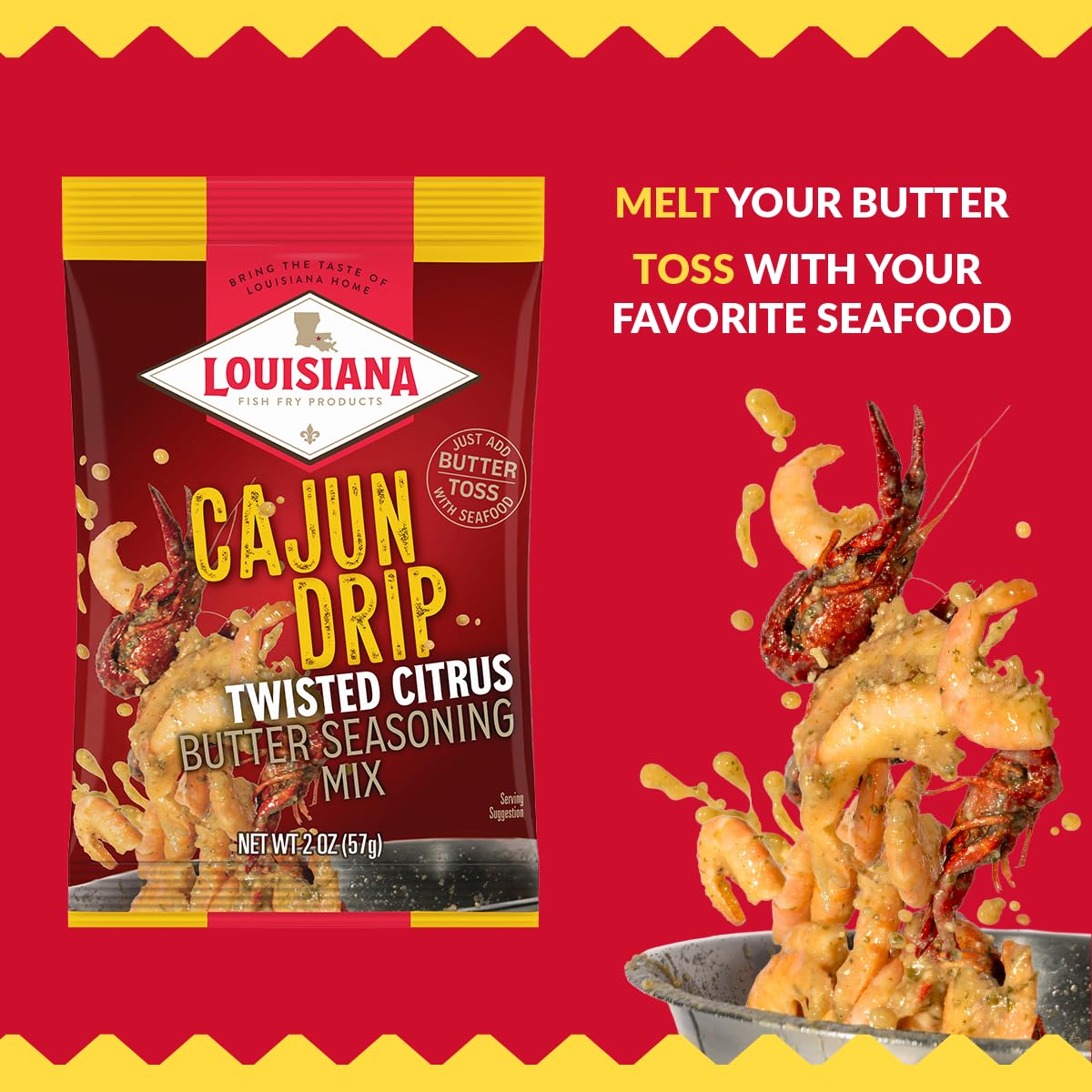 Louisiana Fish Fry Cajun Drip butter pour highlights garlic-forward spice