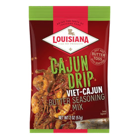 Louisiana Fish Fry Cajun Drip closeup reveals garlic and spice detail