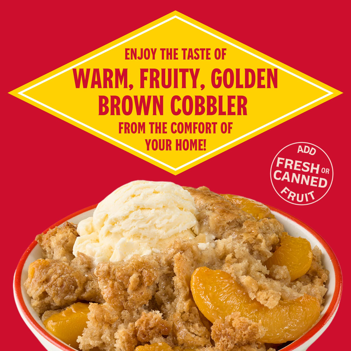 Louisiana Fish Fry Cobbler Mix served with vanilla ice cream