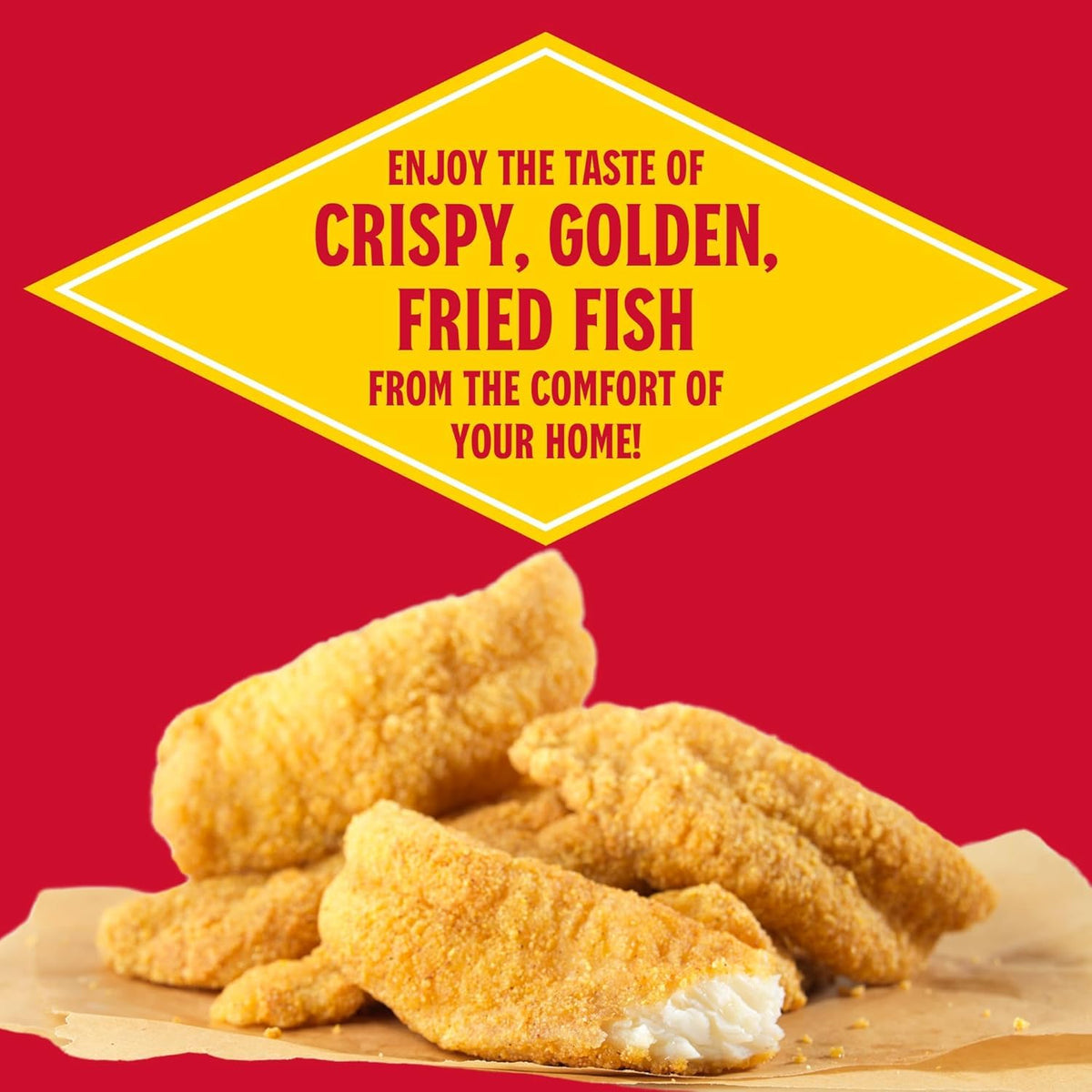 Louisiana Fish Fry crispy-coating example highlights a durable, crunch-rich texture for fried seafood.