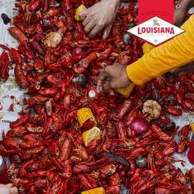 Louisiana Fish Fry dish-ready seafood platter echoes authentic Louisiana flavor.