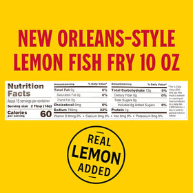 Closeup of lemon coating on Louisiana Fish Fry crust