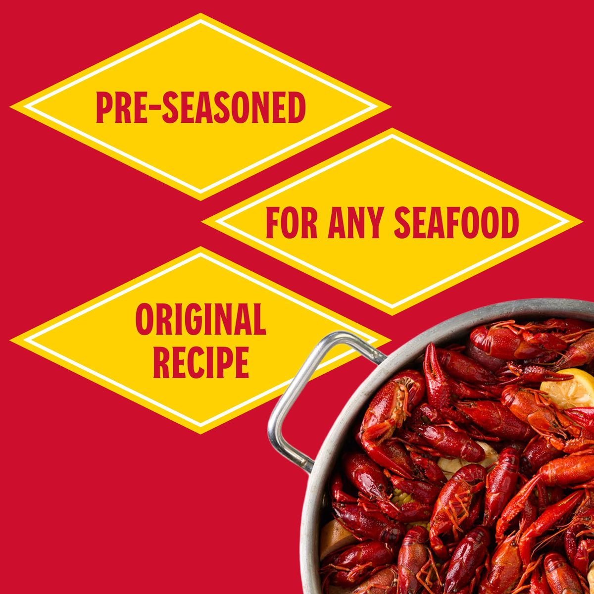 Louisiana Fish Fry Low-Salt formula bottle promotes a lighter option for seafood cooks.