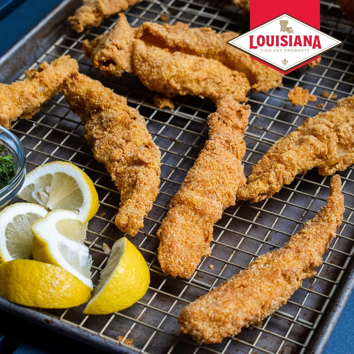Louisiana Fish Fry original-recipe packaging portrays classic Louisiana flavor profile.