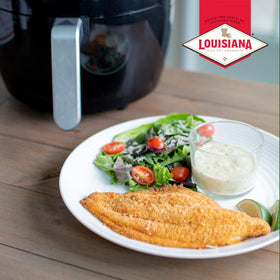 Louisiana Fish Fry 6-pack box, compact pantry ready.
