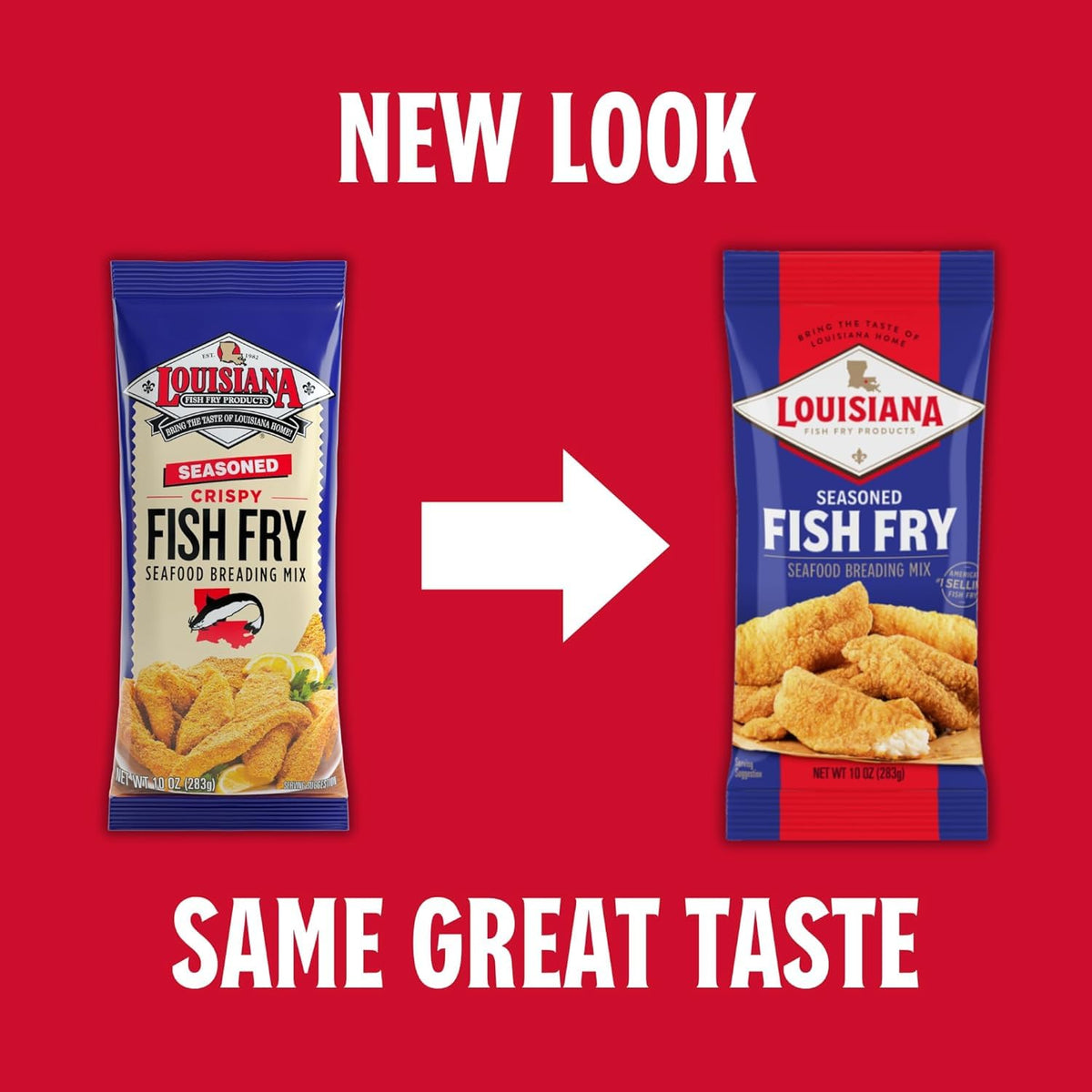 Louisiana Fish Fry packaging-label photo emphasizes convenient, family-friendly meal prep.