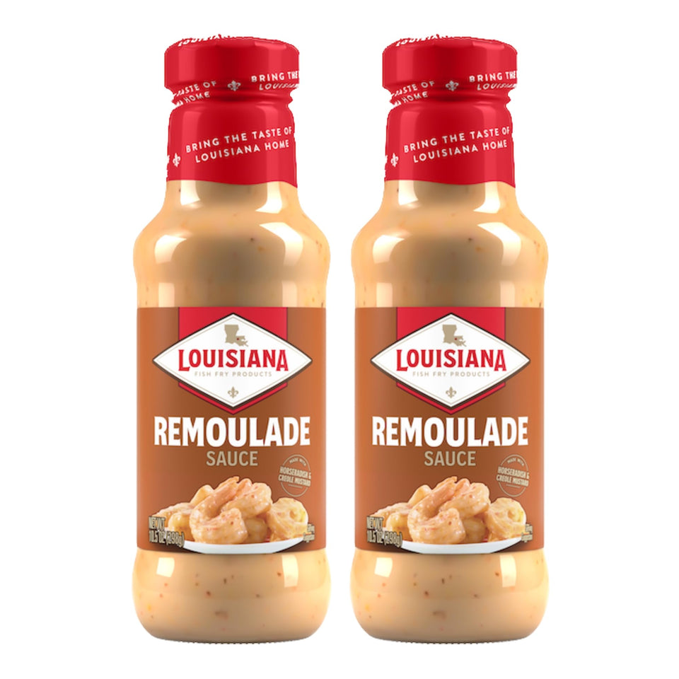 Louisiana Fish Fry Remoulade Sauce bottle front view for dipping.