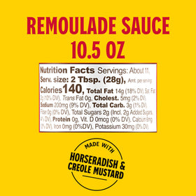 Louisiana Fish Fry Remoulade Sauce bottle side angle with label.