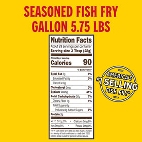 Louisiana Fish Fry Seasoned Fish Fry Mix with shrimp, oysters, vegetables on plate