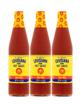 Louisiana Original Hot Sauce front bottle view adds bold tang to breakfast eggs