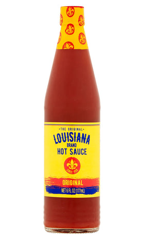 Louisiana Original Hot Sauce side bottle view highlights classic pepper heat