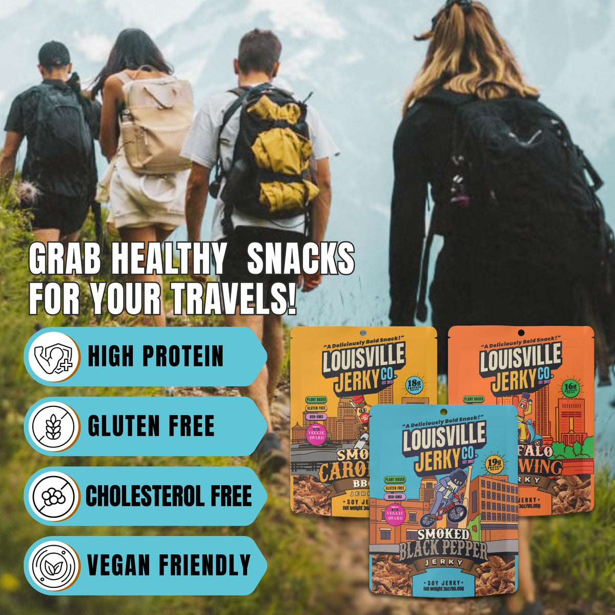Louisville Vegan Jerky served on plate ready-to-eat snack.