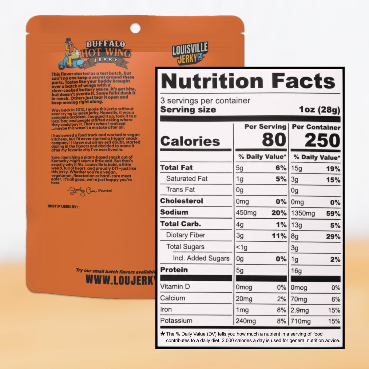 Louisville Vegan Jerky texture close-up highlighting chewy bite ideal for trail snacks