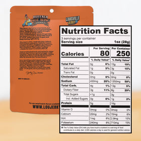 Louisville Vegan Jerky texture close-up highlighting chewy bite ideal for trail snacks