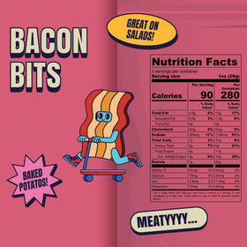 Louisville Vegan Jerky Toppins Bacon Bits serving bowl ready for snacks on the go.