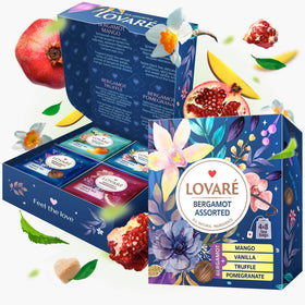 LOVARE Bergamot assorted tea pack front view showing four flavors for variety