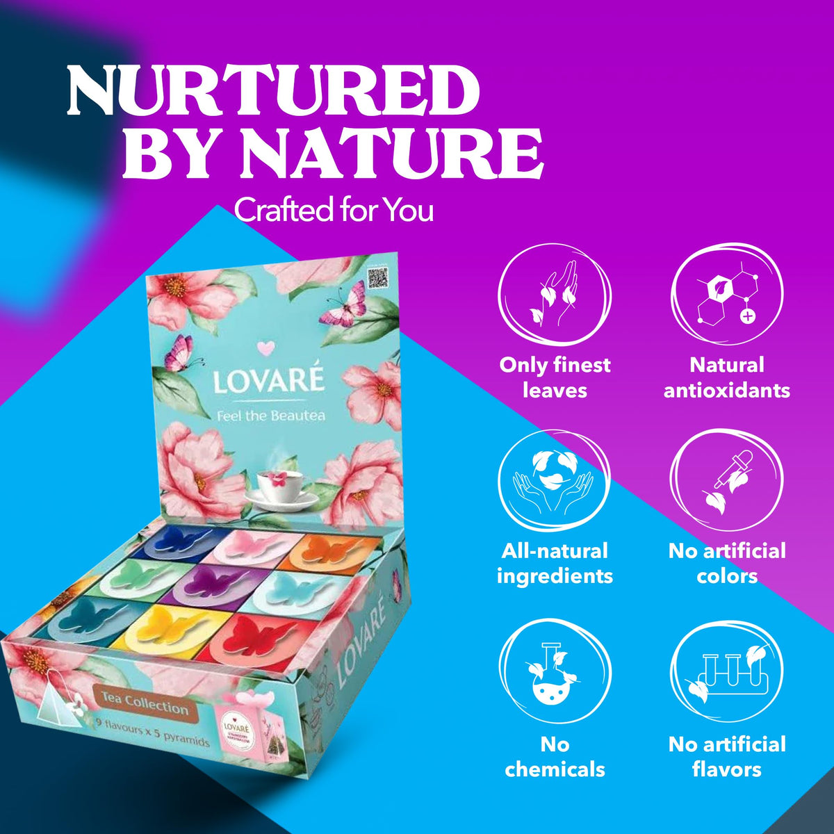 LOVARE eye-catching gift box makes a ready-to-gift tea set.