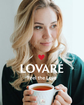 LOVARE Gift box presentation signals ready-made gift for tea lovers.