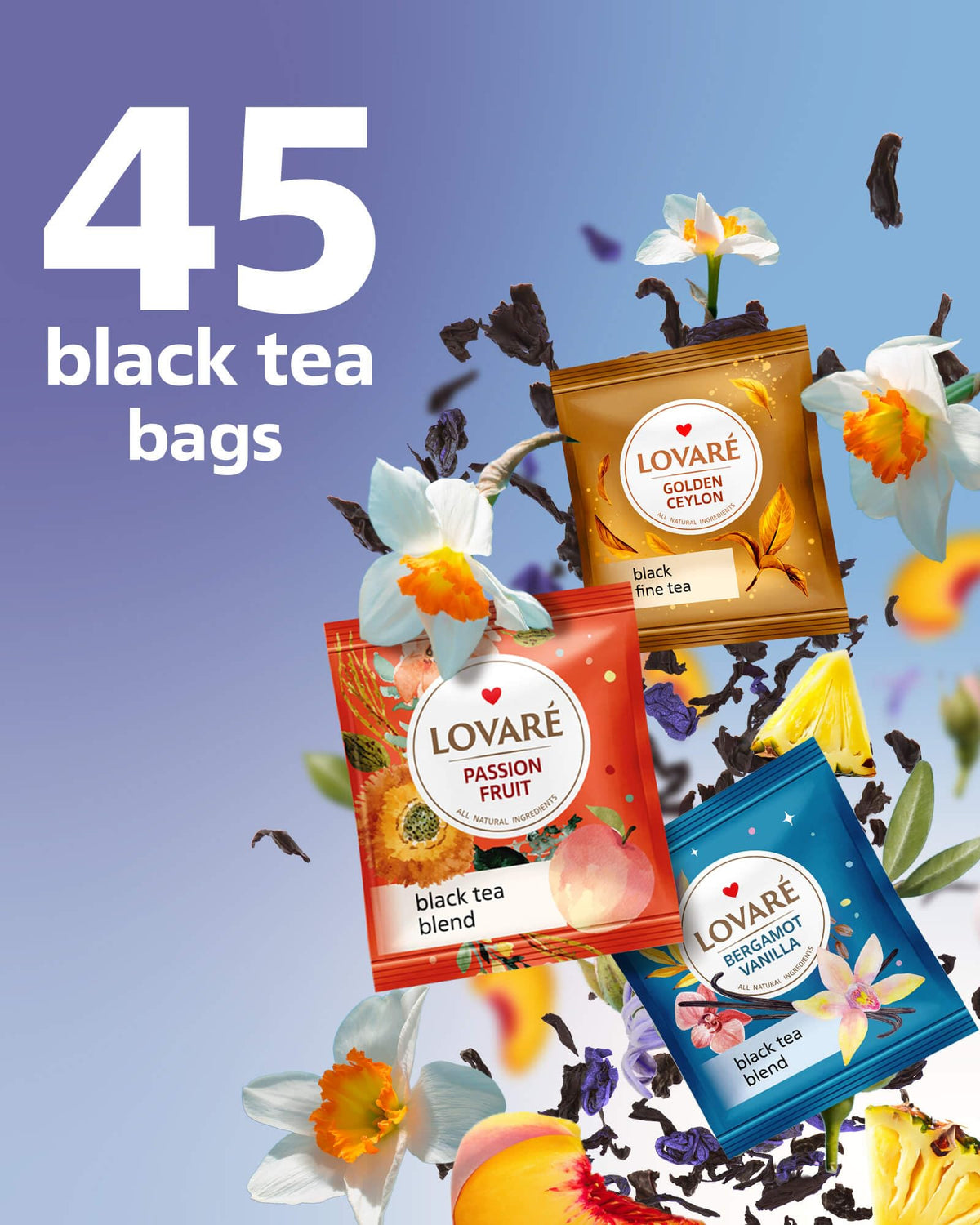 Lovare Bergamot Vanilla tea bags with citrus-vanilla aroma