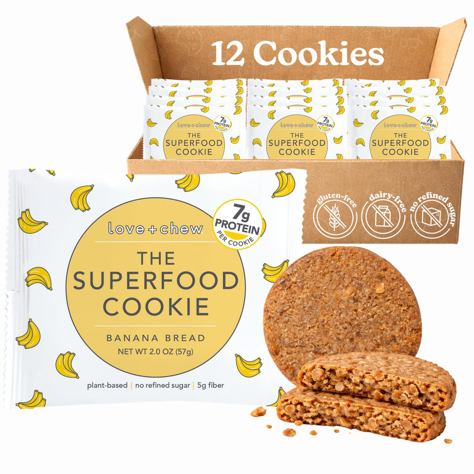 Love + Chew banana bread soft-baked cookie 12-pack, ideal for on-the-go snacking.