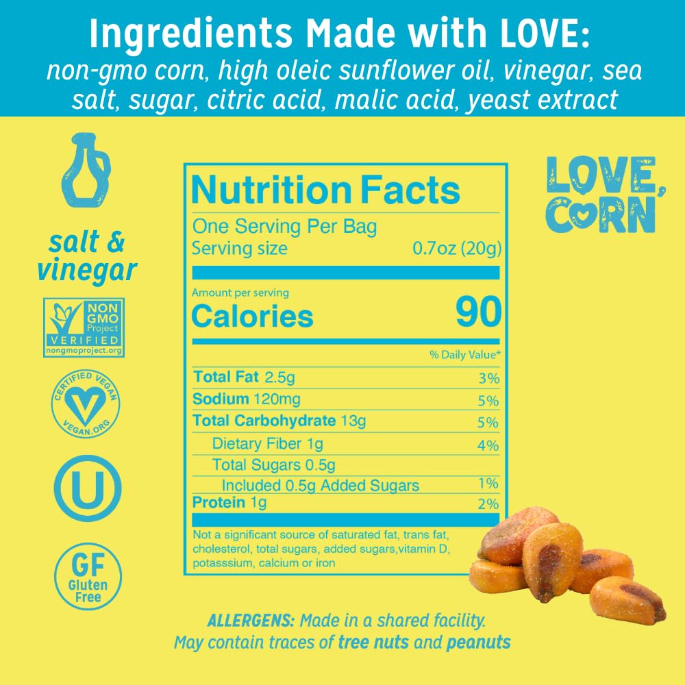 Love Corn Salt & Vinegar on a lunch tray, ideal office snack.