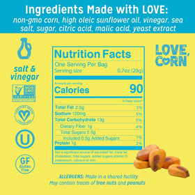 Love Corn Salt & Vinegar on a lunch tray, ideal office snack.
