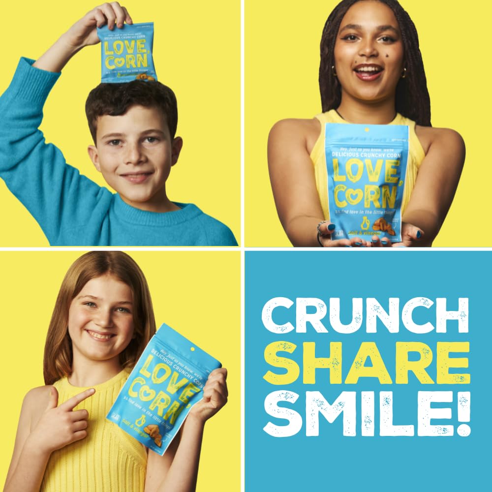 Love Corn Salt & Vinegar package opened, ready for lunchboxes and on-the-go.